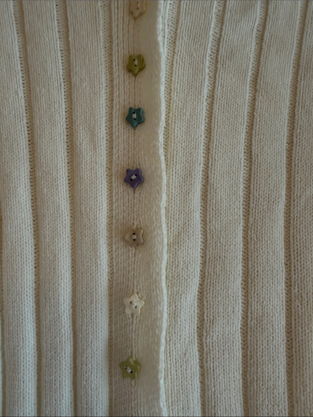 Things Between Cream Ribbed Button Cardigan with Colorful Accents - Picture 2 of 4